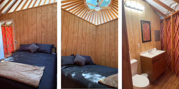 Bedroom and Bathroom in the Camping Yurt